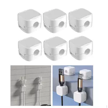 6 шт. магнитных зажимов для кабеля, органайзер для провода зарядного устройства, настенная тумбочка чёрный