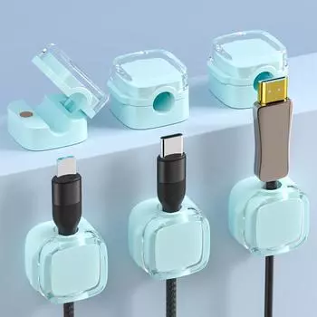 6 шт. магнитных зажимов для кабеля, самоклеящиеся магнитные присоски, органайзер для кабеля, держатель для кабеля, настольный кабельный органайзер для домашнего офиса 6 pcs чёрный