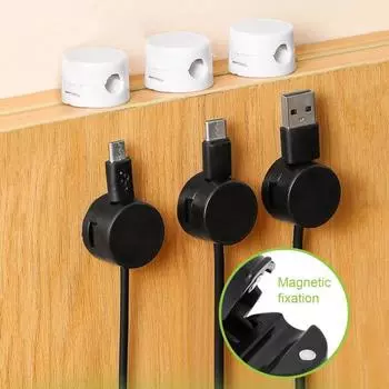 6 шт., магнитный органайзер для кабеля, клейкий зажим для домашнего офиса, настольного телефона, органайзер для шнура для зарядки телефона, держатель, держатель источника питания, зажим для управления проводами Round чёрный