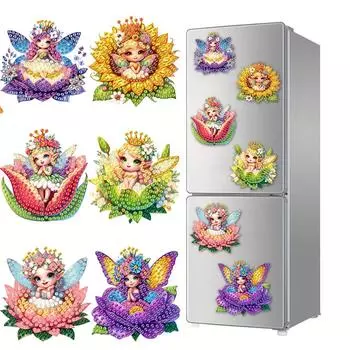 6 шт. магниты с изображением девочек-цветочниц специальной формы, наклейки, акриловые алмазные художественные алмазные картины, магниты на холодильник для досок на холодильник BB017