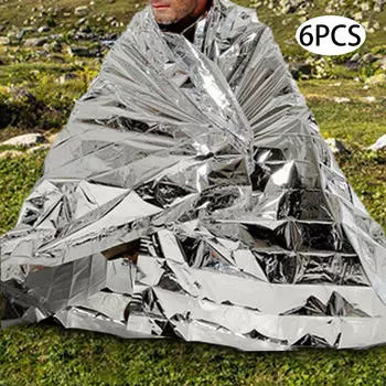 6 шт. Майларовое тепловое одеяло, аварийные одеяла, компактное пространство для выживания 130x210cm