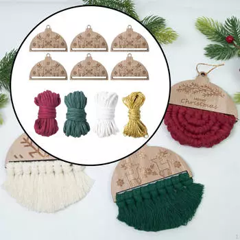 6 шт. Макраме-фигурки с отверстием и узором «Олени» для домашнего декора, полукруглая подвеска, украшение для рождественской елки