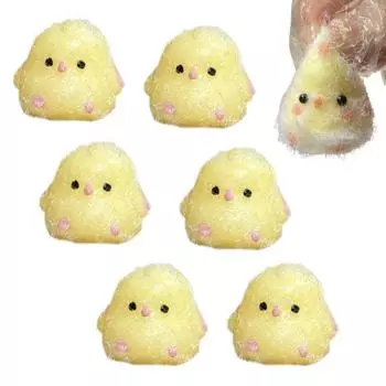 6 шт. Маленькая игрушка-сжиматель для цыпленка, ручная работа, снятие стресса, желтый, белый, цыпленок, сенсорный жёлтый
