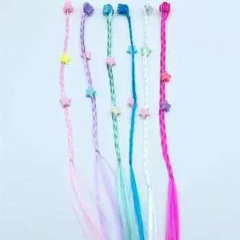 6 шт., маленькая заколка с когтями, красочная коса со звездами, парик, детские аксессуары для волос, головные уборы, праздничные украшения