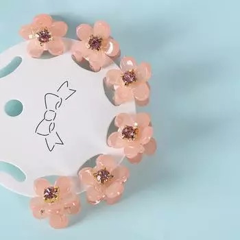 6 шт., маленькие заколки для волос с прозрачным цветком и когтями для женщин и девочек, стразы с жемчугом, мини-заколки для волос в форме краба, милые детские аксессуары для волос