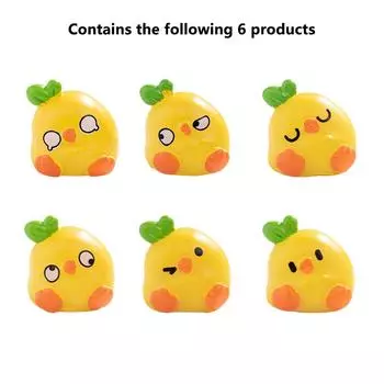 6 шт. Маленький желтый цыпленок, украшение, мультяшная фигурка животного, микропейзаж, интерьер автомобиля, украшение для домашнего рабочего стола