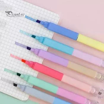 6 шт. маркер-ручка с двумя головками, двухцветный дизайн, не растекается, быстросохнущий, колпачки в виде кошачьих лапок, разные цвета маркер разноцветный