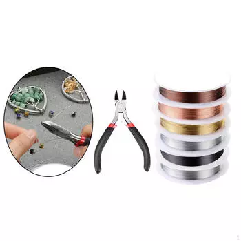 6 шт., медная проволока 0,5 мм, в комплект входят плоскогубцы, устойчивые к потускнению, для изготовления ювелирных изделий