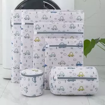 6 шт. мешок для стирки с застежкой-молнией, толстая мелкая сетка с узором, складная чистка, полиэстер, нижнее белье, бюстгальтер, сумка для стирки одежды для путешествий D