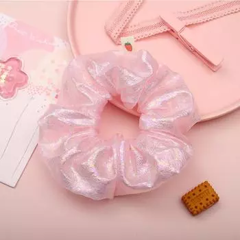 6 шт. Металлические лазерные эластичные резинки для волос для девочек, блестящие прозрачные резинки-скранчи для волос, резиновые резинки, держатель для хвостика, однотонные эластичные