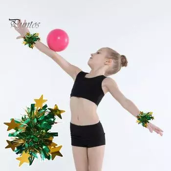 6 шт., металлические помпоны, эластичные веревки для черлидинга, сценическое представление, браслет с эластичной лентой и звездным декором, праздничный волейбольный игровой запястье красный