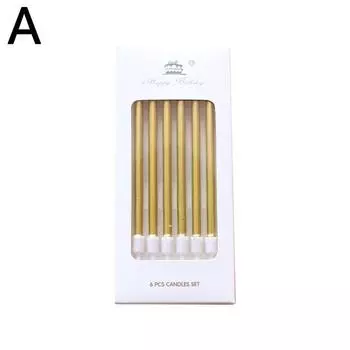 6 шт. Металлические золотые серебряные свечи на день рождения DIY красочные украшения для торта Свадебные принадлежности для детского душа Цветной торт Топпер