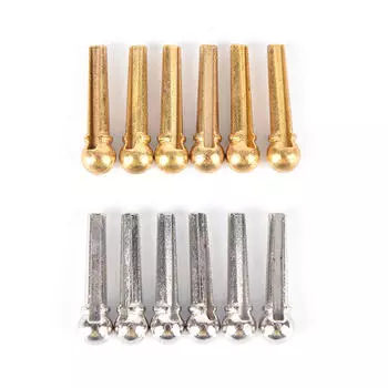 6 шт., металлический штифт для мостика, штифт для струны народной акустической гитары, серебро/золото серебряный
