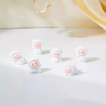 6 шт. Милая мультяшная овечка, украшение, статуя, миниатюрные фигурки, креативные украшения для дома своими руками, аксессуары для украшения автомобиля, подарки