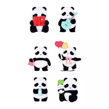 6 шт., милая статуя панды, украшение, фигурка животного для внутреннего стола, офиса