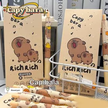 6 шт. милые гелевые ручки Capybara быстросохнущие пишущие гладкие ручки нейтральные ручки