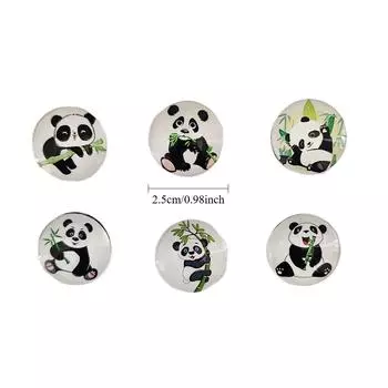 6 шт. Милые магниты на холодильник в виде панды и бамбука из хрустального стекла, мультяшные магниты, магниты на холодильник для записок, декоративные