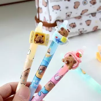 6 шт. милые мультяшные гелевые ручки Capybara, кавайные быстросохнущие стираемые ручки, офисные школьные принадлежности, канцелярские принадлежности для студентов, подарки ONESIZE
