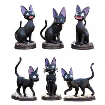 6 шт., милый черный кот, забавные животные, игрушки, аниме, экшн-игрушки, фигурки, модель домашнего автомобиля, деко, подарок для подруги, детей 6Pcs
