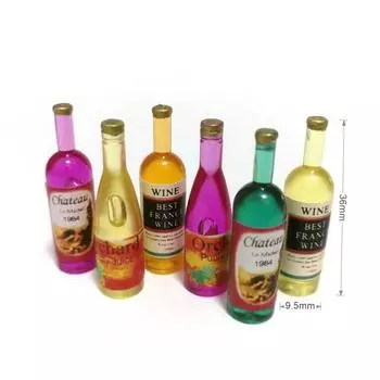 6 шт. мини 1/12 кукольный домик бутылка фруктового вина кукольный домик моделирование еды домашний реквизит кухонные аксессуары 6pcs a set