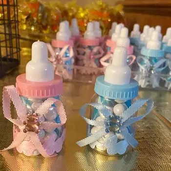 6 шт. Мини-бутылочки для младенцев с лентой и медведем, коробка конфет на вечеринку в честь рождения ребенка, подарочная коробка для мальчиков и девочек на день рождения, определение пола ребенка as show