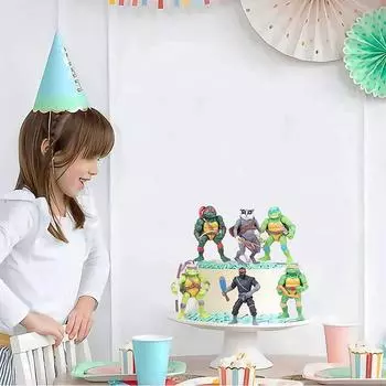6 шт. Мини-фигурки Черепашек-ниндзя Аниме Фигурки для торта для тематической вечеринки