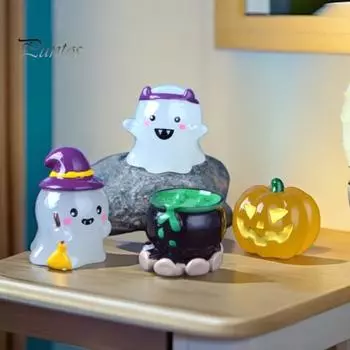 6 шт. Мини-фигурки призраков из смолы на Хэллоуин, светящиеся микроминиатюрные статуи, светящиеся в темноте, маленькие украшения для сада с привидениями для дома на открытом воздухе Sets