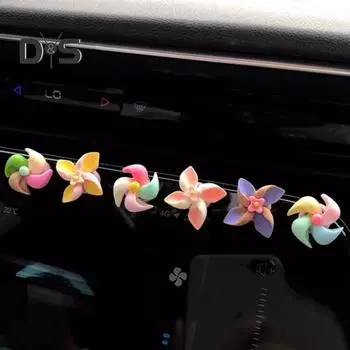 6 шт. Мини красочные ветряные мельницы, украшения для автомобиля, вращающиеся мини-мельницы, простая установка, украшения для интерьера автомобиля 6pcs