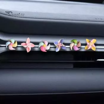 6 шт. Мини красочные ветряные мельницы, украшения для автомобиля, вращающиеся мини-мельницы, простая установка, украшения для интерьера автомобиля 6pcs