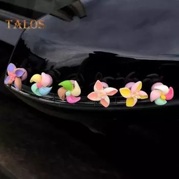 6 шт. Мини красочные ветряные мельницы, украшения для автомобиля, вращающиеся мини-мельницы, простая установка, украшения для интерьера автомобиля 6pcs