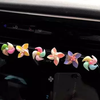 6 шт. Мини красочные ветряные мельницы, украшения для автомобиля, вращающиеся мини-мельницы, простая установка, украшения для интерьера автомобиля 6pcs