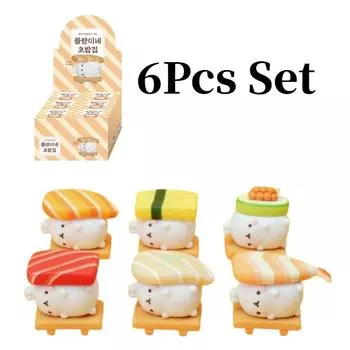 6 шт. Мини-кукла из ПВХ Моланг Милый Кролик Суши Игрушка Украшение для дома Фигурка