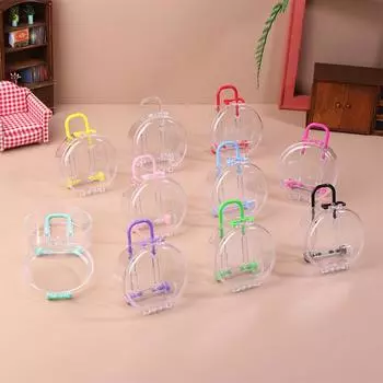 6 шт. Мини прозрачный круглый чемодан на колесиках для кукол, чемодан для кукольного домика, маленький клатч, украшения для кукольного домика, игрушки A9