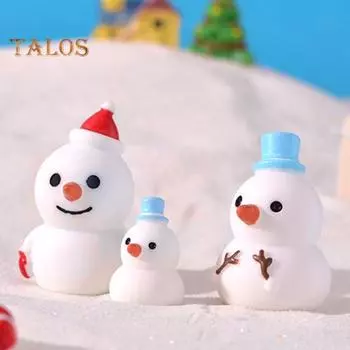 6 шт. Мини-рождественских украшений из смолы Санта-Клаус, снеговик, лось, фигурки, микропейзаж, рождественские статуэтки, украшения для праздничного декора, поделки своими руками, кукольный домик Sets