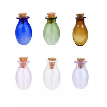 6 шт. Мини-стеклянные бутылки с пробками-пробками, прозрачные бутылки с желаниями, подарки, цветные, счастливые, дрейфующие, пустые, крошечные банки, украшения чистый