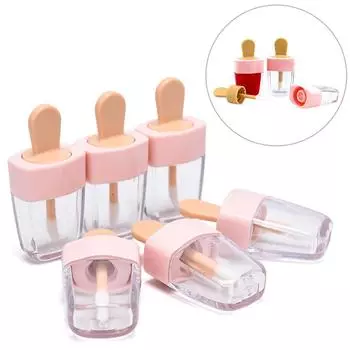 6 шт. мини-тюбик для блеска для губ в форме мороженого пустые контейнеры флакон для помады для губ розовый