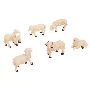 6 шт. миниатюрная фигурка овцы прочная смола ручная роспись защита от ультрафиолета садовая статуэтка овцы для дома