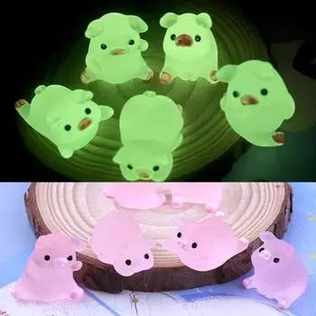 6 шт., миниатюрная статуя свиньи, светящаяся технология резьбы, светящаяся свинья, мини-портрет, мини-Сказочный сад, пейзаж, товары для дома 6pcs