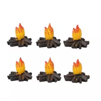 6 шт. Миниатюрное украшение из смолы в виде огня, реалистичное украшение для кукольного домика в виде огня для мини-пейзажной сцены