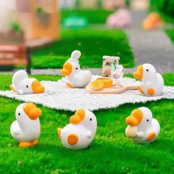 6 шт. Миниатюрные фигурки гусей из смолы, миниатюрные белые статуэтки гусей, бонсай, украшение для кашпо в виде гуся для микроландшафтного сада, декор для фей 6pcs