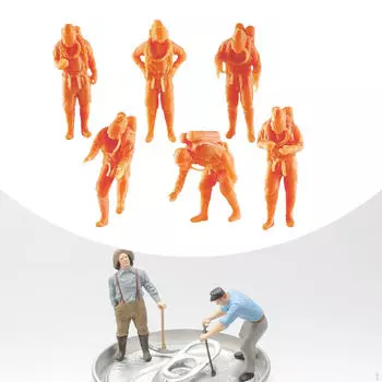 6 шт. Миниатюрные фигурки из смолы, креативные фигурки мини-людей, фигурки пожарных для самостоятельной сборки 2.8cm Height