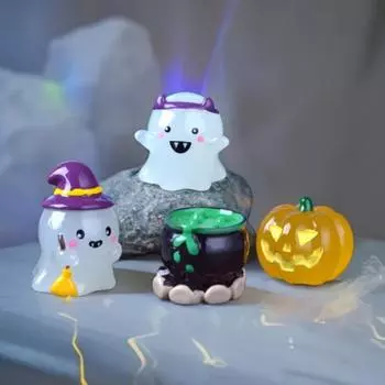6 шт. Миниатюрные фигурки призраков из смолы на Хэллоуин, светящиеся микроминиатюрные статуи