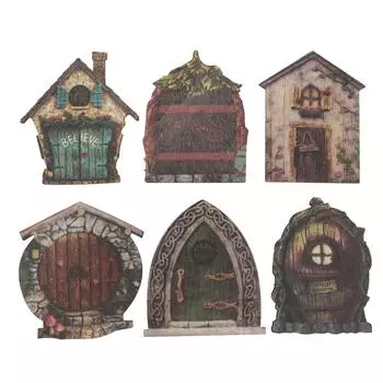 6 шт. Миниатюрные сказочные садовые двери, украшения, ландшафтные аксессуары, тема «Цветок в лесу», деревянная фея