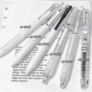 6 шт., минималистичные канцелярские ручки, корейская мода, синий, белый цвет, простота, школьная гелевая ручка, 0,5 мм, черные чернила, ручка для скрапбукинга, студенческая