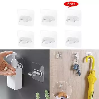6 шт. многофункциональные настенные круглые крючки с бесплатной штамповкой, бесшовная стойка для хранения пасты, кухонная, ванная комната, бытовая кольцевая вешалка
