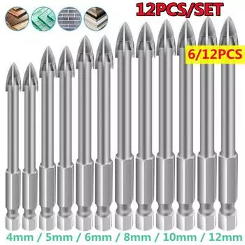 6 шт. многофункциональные сверла карбида вольфрама керамические треугольные сверла набор отверстий резак для керамической плитки бетон кирпичная стена стекло