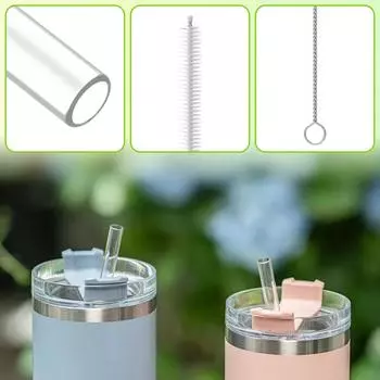 6 шт. многоразовых сменных трубочек, гибкая пластиковая трубочка с чистящей щеточкой, 11,85 дюймов, длинные питьевые трубочки, не содержащие BPA, прозрачная трубочка In the figure