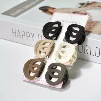 6 шт. Модная заколка для волос с надписью, средняя полая круглая, темпераментная, краб для волос, матовый цвет кофе с молоком, аксессуар для волос