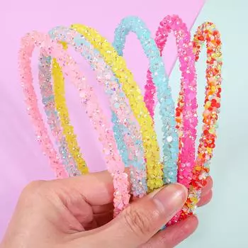 6 шт. Модные блестящие повязки на голову для девочек, сплав, повязка для волос, хрустальные повязки на голову, головные уборы, аксессуары для волос для девочек, детей, для вечеринки