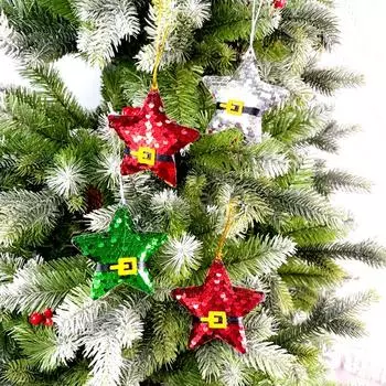 6 шт. модные рождественские звезды подвесные подвески рождественские елочные украшения сувениры для вечеринок рождественский декор красный